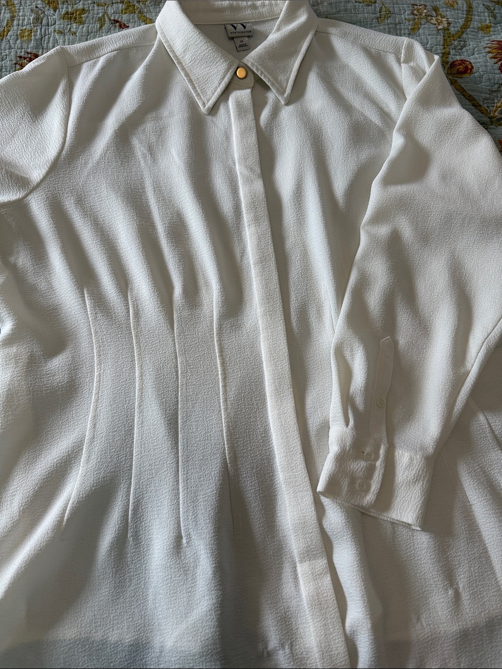 Worthington White Textured Long-Sleeve Dress Shirt